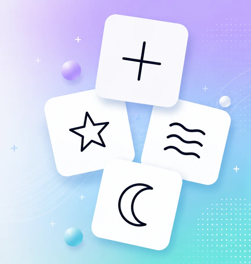 ESP cards showing the cross, star, waves, and moon symbols
